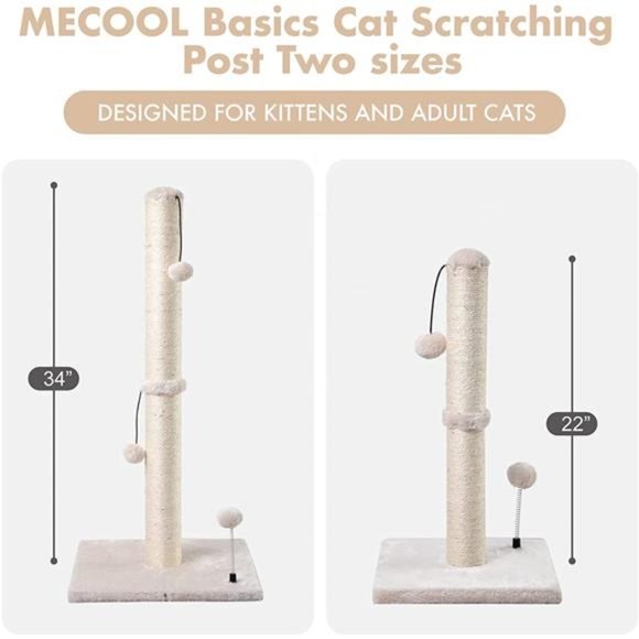 34” Tall Cat Scratching Post Premium Basics Kitten Scratcher Sisal Scratch Posts - Picture 3 of 7
